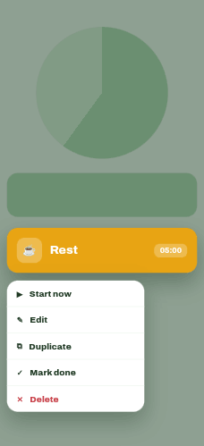 Task menu - edit, reorder or remove a task